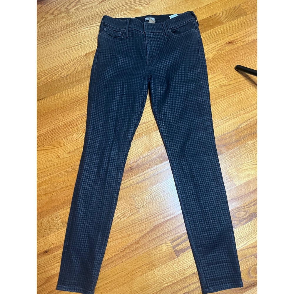 True Religion Halle Mid Rise Super Skinny Houndstooth Print Jeans 30